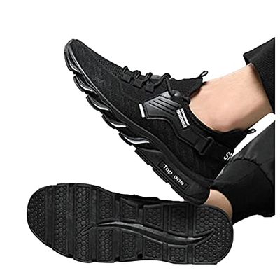 LOIJMK Freizeitschuhe Herren Weichem Boden Lace Up Fitness Turnschuhe FR MNner Keilabsatz Laufschuhe Leichte Atmungsaktive Turnschuhe Mesh Weiche Sohle Outdoor-Wanderschuhe StraEnlaufschuhe Blau