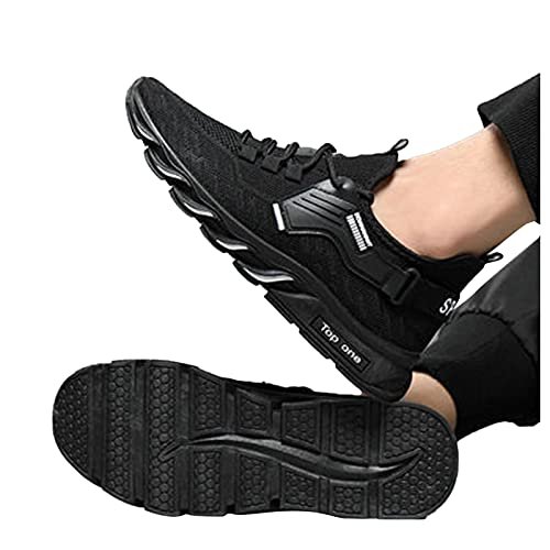 LOIJMK Freizeitschuhe Herren Weichem Boden Lace Up Fitness Turnschuhe FR MNner Keilabsatz Laufschuhe Leichte Atmungsaktive Turnschuhe Mesh Weiche Sohle Outdoor-Wanderschuhe StraEnlaufschuhe Blau