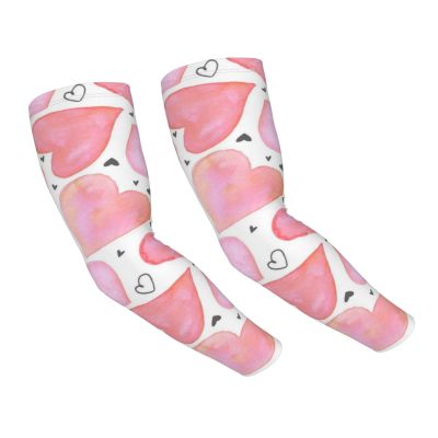 Ahdyr Pink Love Heart Arm Sleeve Anti-Uv Gardening Farm Ice Silk Sleeves Tattoo Non-Slip Arm Cuff For Men And Women
