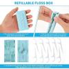 WLLHYF Portable Dental Floss Case Automatic Dental Floss Pick Organizer Case Travel Flosser Dispenser Storage Case Refillable Holder Boxes with 10 Floss Picks for Teeth Cleaning (White+Blue+Pink) view 3
