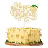 Gyufise 1Pcs Lemon Happy Birthday Cake Topper Assembled Glitter Fruit Theme Lemonade Party Cake Pick Decorations for Lemon Theme Baby Shower Kids Boys Girls Birthday Party Supplies view 1