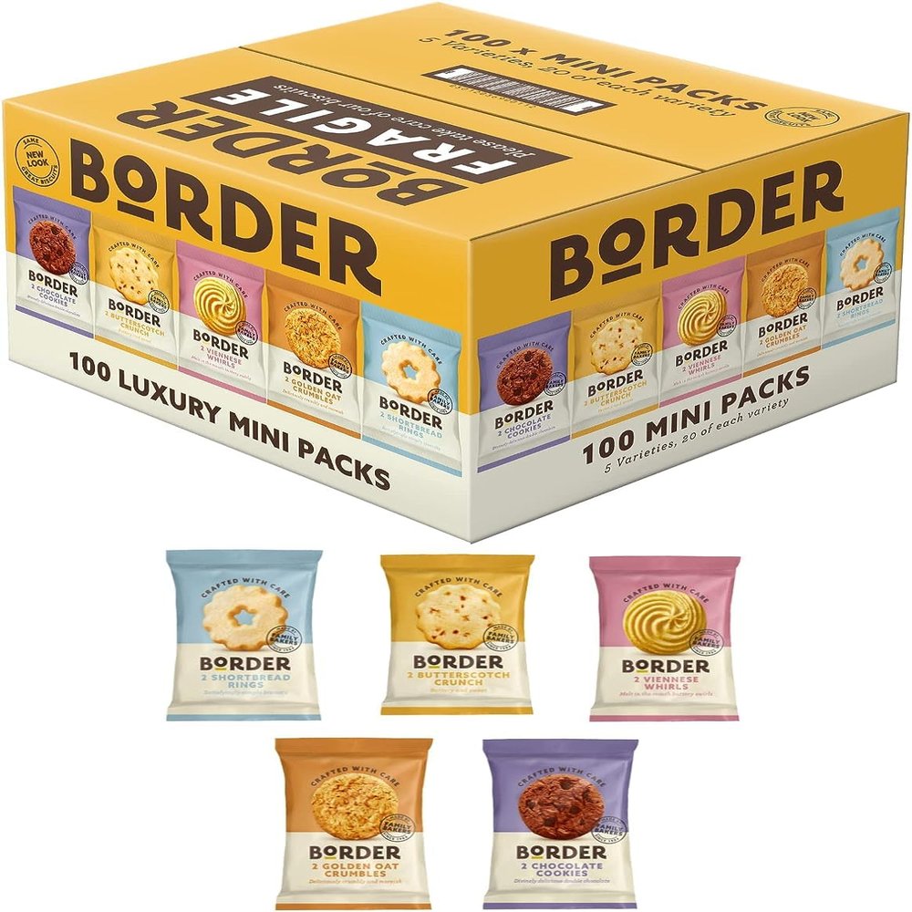 Borders Mini Pack Assorted Biscuits (5 Variety) 100 x 2 Bisc (3 Boxes)