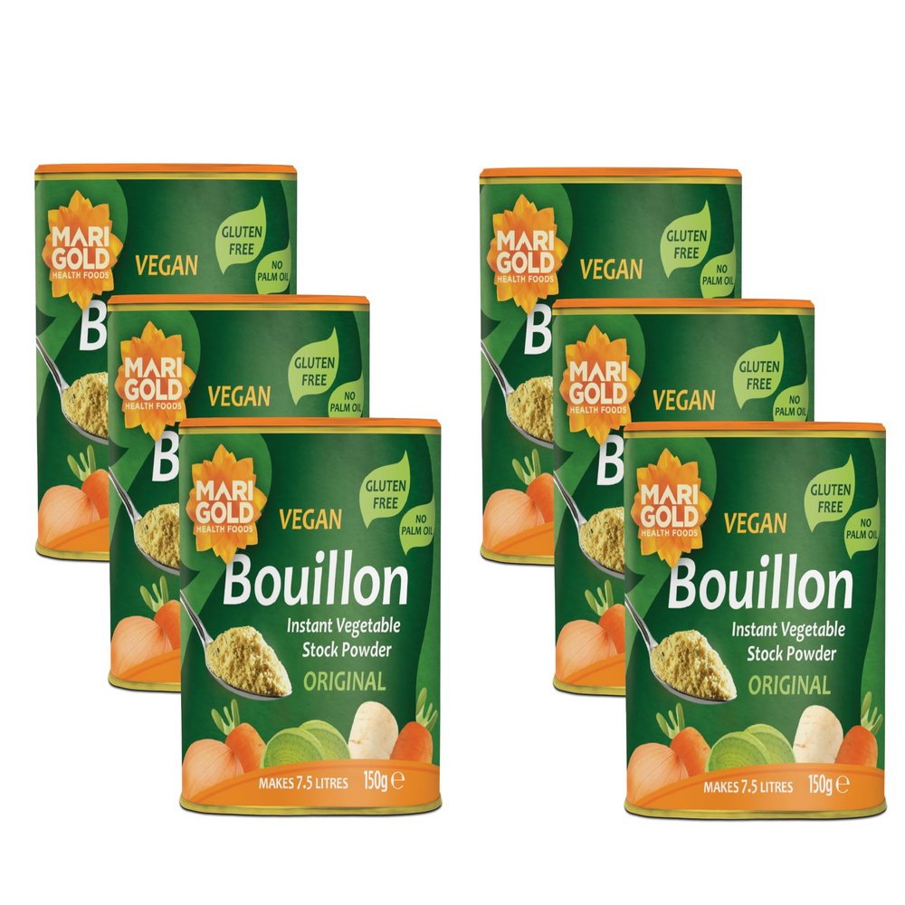 Marigold Vegetable Bouillon Powder, 150g (Pack of 6) Instant Vegan Stock powder, Natural Ingredients, No Artificial Additives Ideal for Soups, Stews & Sauces.