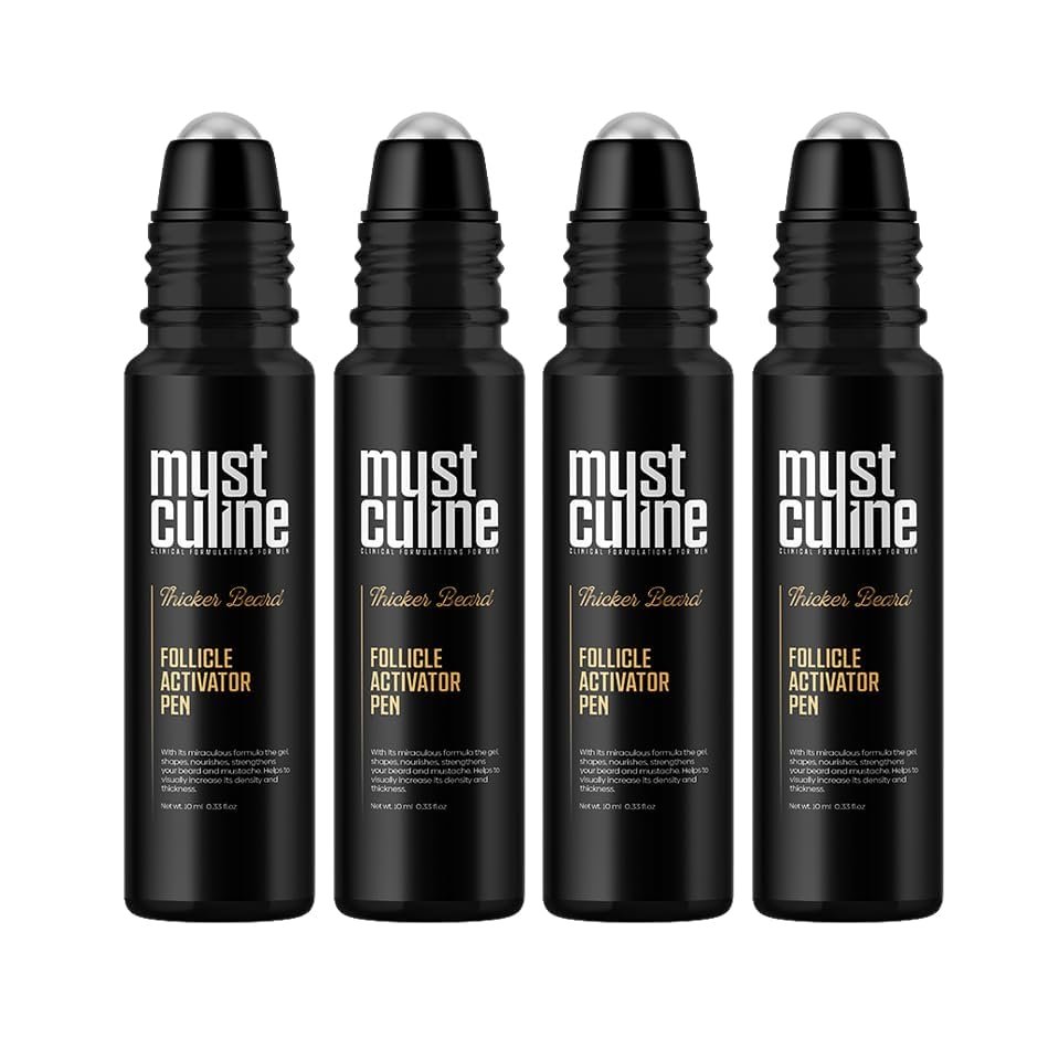MUSTCULINE Follicle Activator Pen, Patchy Beard Growth Oil, Beard Growth with Ingrown Hair Treatment Formula, Beard Ingrown Hair Treatment Roll-on Gel (4)