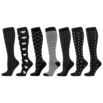 7Pcs Compression Socks for Men and Women, Flight Socks Compression Stockings Knee High Socks for Running, Sport, Medical, Athletic, Airplane Travel, Pregnant Woman