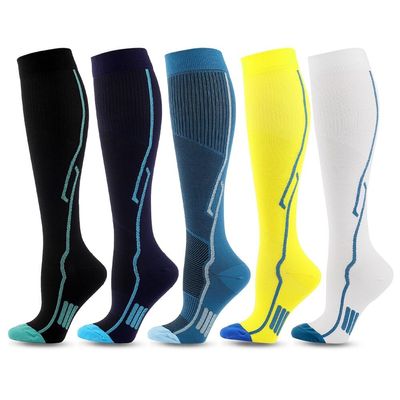 5Pcs Compression Socks for Men and Women, Flight Socks Compression Stockings Knee High Socks for Running, Sport, Medical, Athletic, Airplane Travel, Pregnant Woman