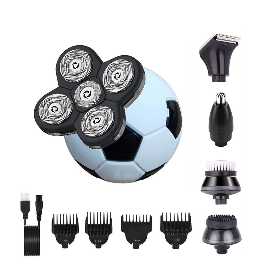 Electric Razor for Men's, 5-in-1 Electric Football Shaver for Men Bald Head Razor Grooming Kit Multifunctional Cordless Hair Clippers Rotary Shavers