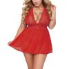 Women Sexy Lingerie Plus Size Open Back Lingerie Lace Sleepwear Love You Sexy Lingerie for Women Red view 1
