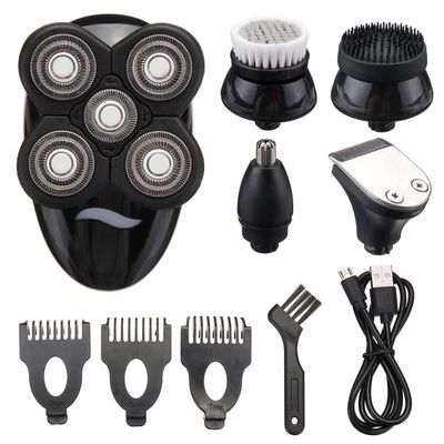 Electric Razor for Men's, 5 in 1 Rechargeable Electric Shaver Five Floating Heads Razors Hair Clipper Nose Ear Hair Trimmer Men Facial Cleaning Brush