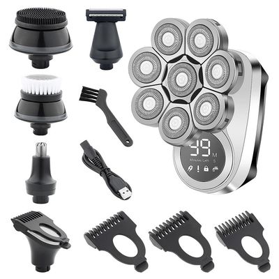 Electric Razor for Men's, 6 In 1 Mens Bald Head USB Electric Shaver Wet/Dry LED Display Faster-Charging Cordless Mens Grooming Kit With Nose Hair Trimmer