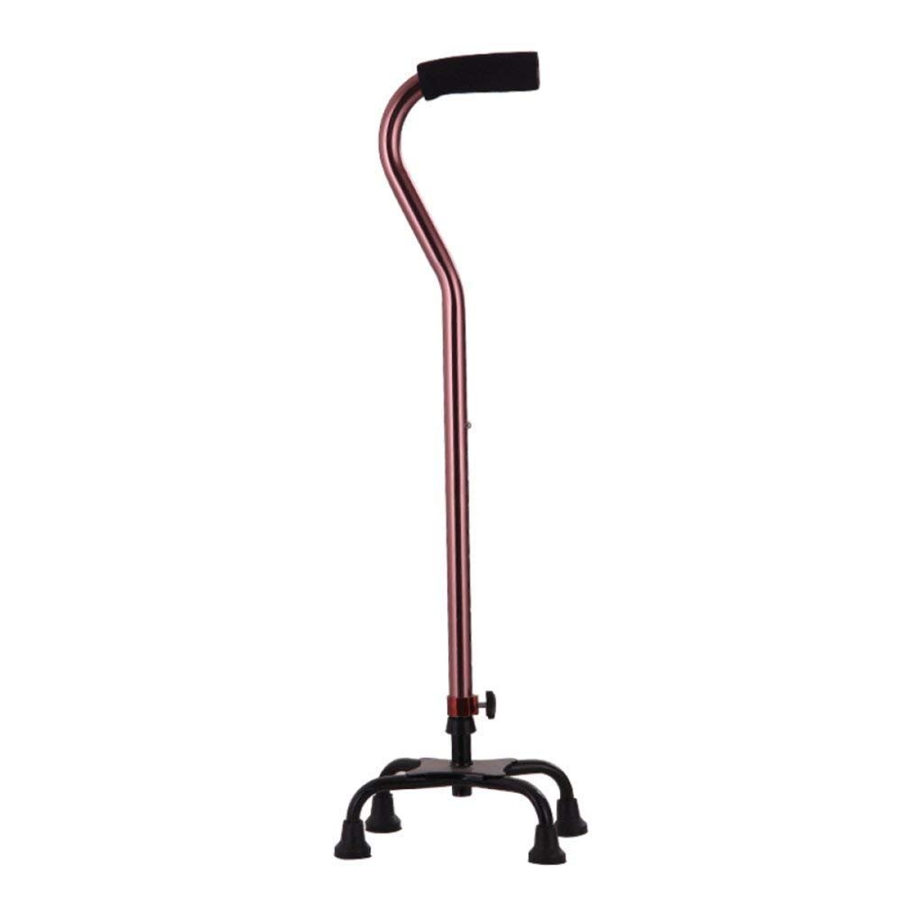 SilteD Walking Stick Four Feet Elderly Non Slip Cane Adjustable Height Adjustable Aluminum Alloy Crutch Walker,Straighthandle,Curvedhandle Practical Present
