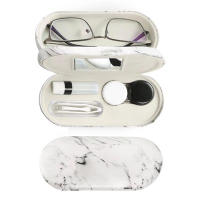 MUDOR 2 in 1 Contact Lens & Glasses Case, Marble White