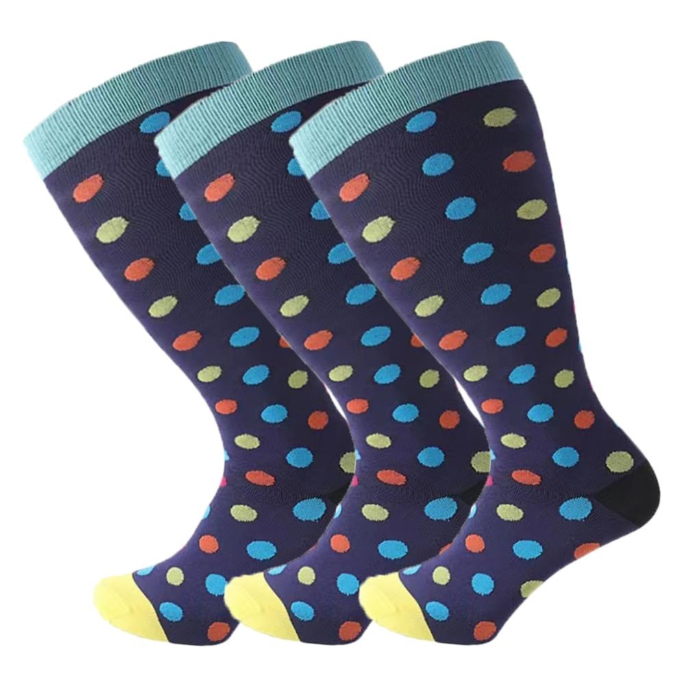 3 Pack Plus Size Compression Socks for Women and Men, 20-30mmhg Extra Large Wide Calf Knee High Stockings for Circulation Support (3XL, YS001-13)