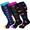 Cheeroyal 3 Pack Plus Size Compression Socks for Women and Men, 20-30mmhg Extra Large Wide Calf Knee High Stockings for Circulation Support (7XL, YS001-6+13+18) view 1