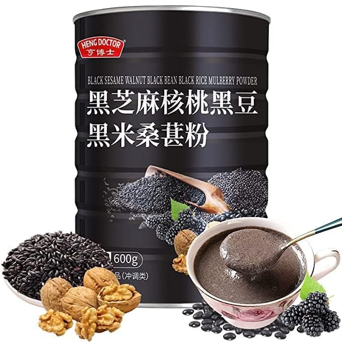 Black sesame walnut mulberry powder 600g/can,healthy and nutritious breakfast,convenient substitute food,delicious Snacks Gifts,Fast food,Black beans,oatmeal,Dessert, vegetable soup (Sugar-free,2can)