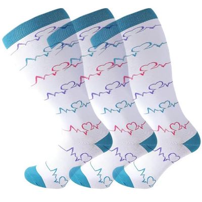 3 Pack Plus Size Compression Socks for Women and Men, 20-30mmhg Extra Large Wide Calf Knee High Stockings for Circulation Support (5XL, YS001-46)