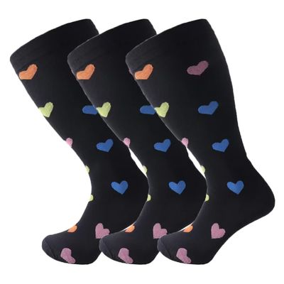 3 Pack Plus Size Compression Socks for Women and Men, 20-30mmhg Extra Large Wide Calf Knee High Stockings for Circulation Support (5XL, YS001-18)