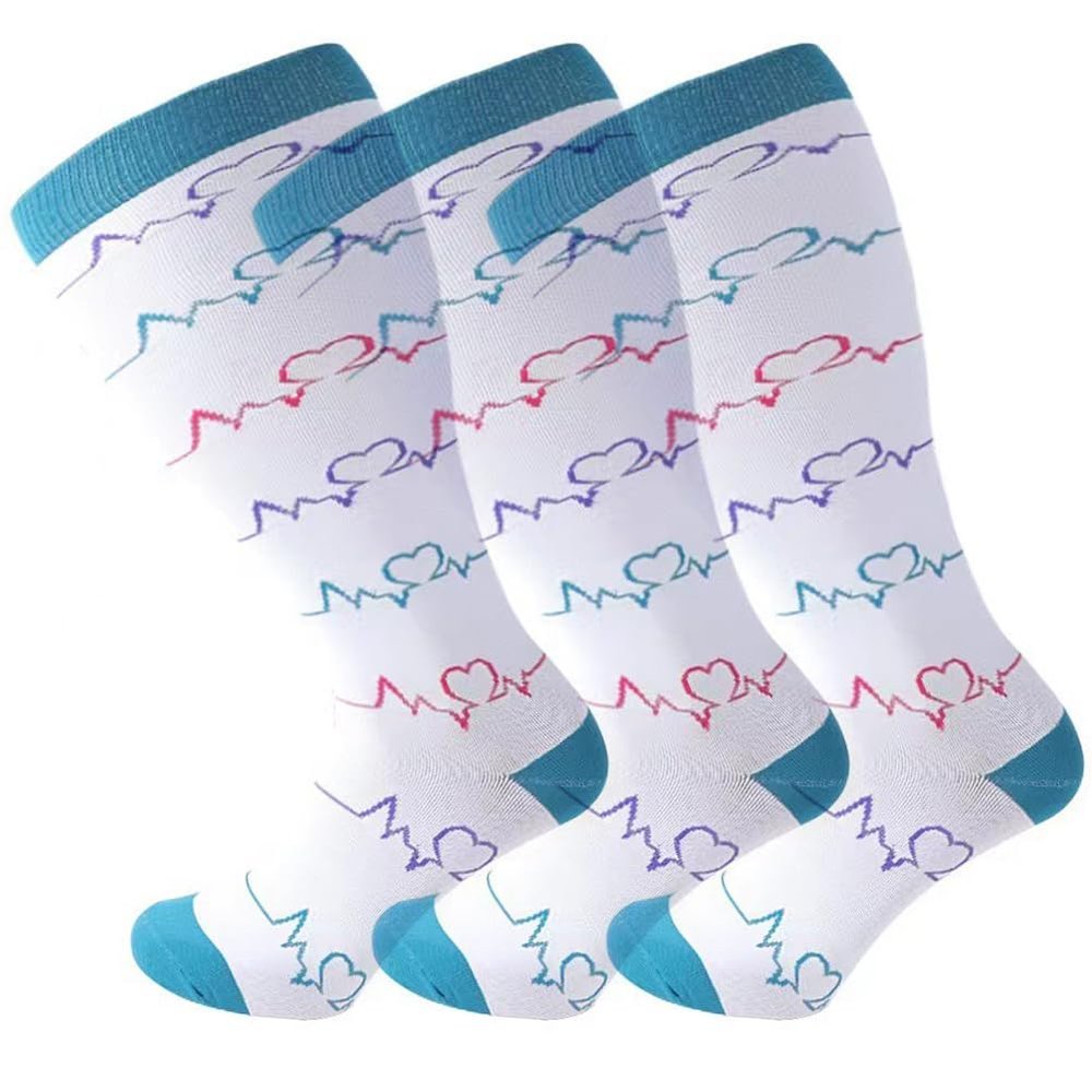 3 Pack Plus Size Compression Socks for Women and Men, 20-30mmhg Extra Large Wide Calf Knee High Stockings for Circulation Support (4XL, YS001-46)