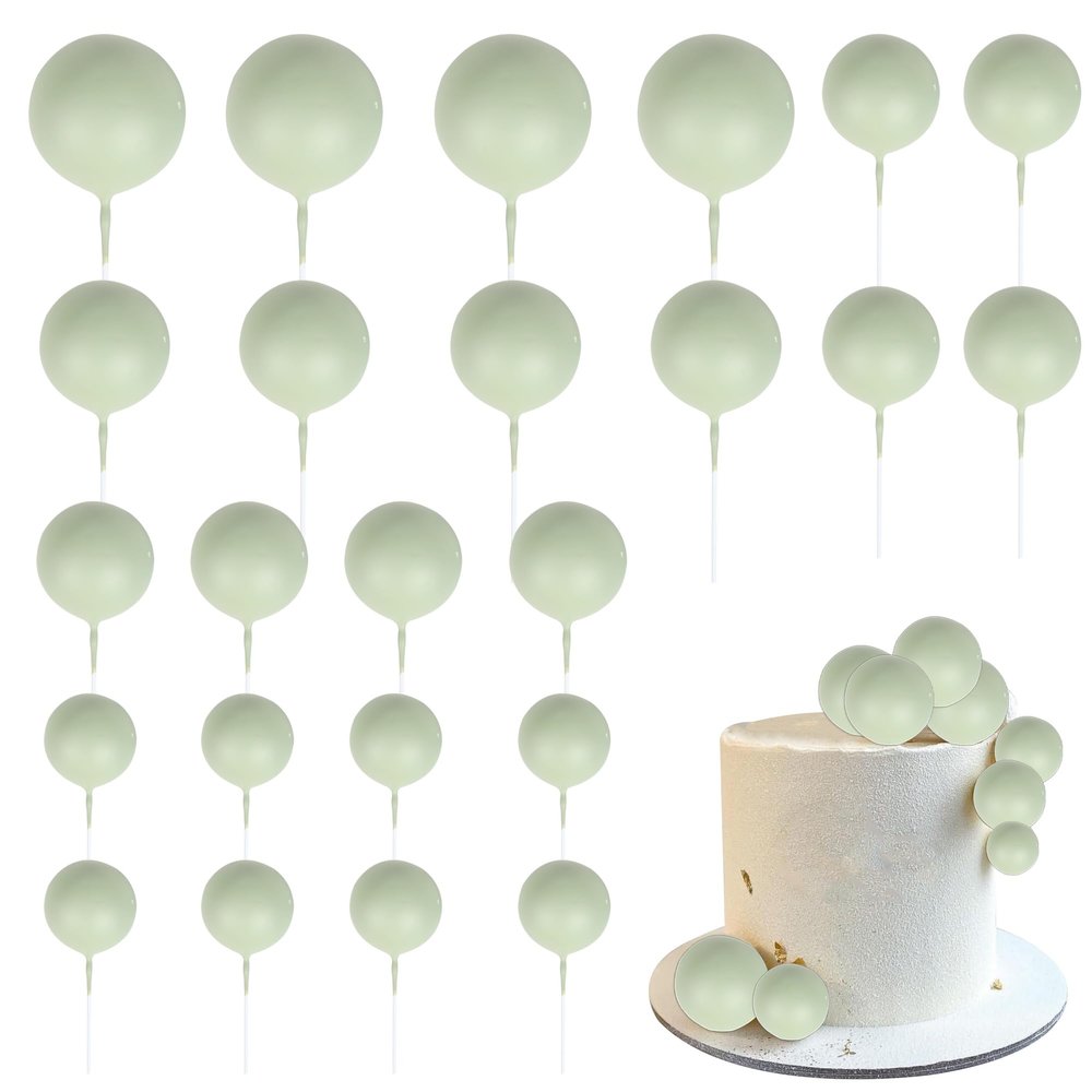 Rsstarxi 30 PCS Mini Balloons & Foam Balls Cake Toppers - DIY Cake Inserts for Wedding, Anniversary & Party Decorations - Blackish Green