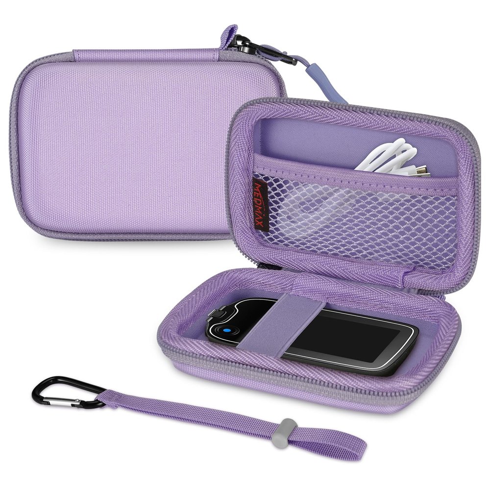 MEDMAX Hard Shell Protective Case for Freestyle Libre 3 2 / Libre Reader, Lightweight Shockproof Diabetic Storage Carrying Case with Clip and Handle, (Lilac Purple)