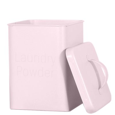 Geakv Metal Laundry Detergent Container, Detergent Dispenser with Dosing Spoon, Rustproof, Arts and Crafts Style, Multi-Purpose Storage Box, Pink