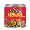 La Costena Serrano Whole Chillies 199g (Pack 10) / Mexican Serrano Hot Spicy Chilli Peppers, Canned Chillies Bulk view 1