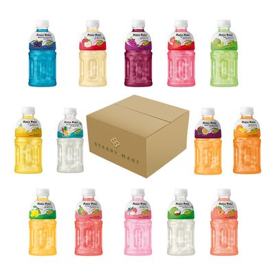 MOGU MOGU Fruit Juice Drinks with Nata De Coco 320ml Mixed Flavours (24 Bottles with 8 Flavours) HALAL