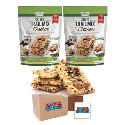Boxed Treatz Crispy Trail Mix Crackers 40 Pack (464g) - Mung Beans, Cashew Nuts, Raisins, Sesame Seeds, Pumpkin Seeds