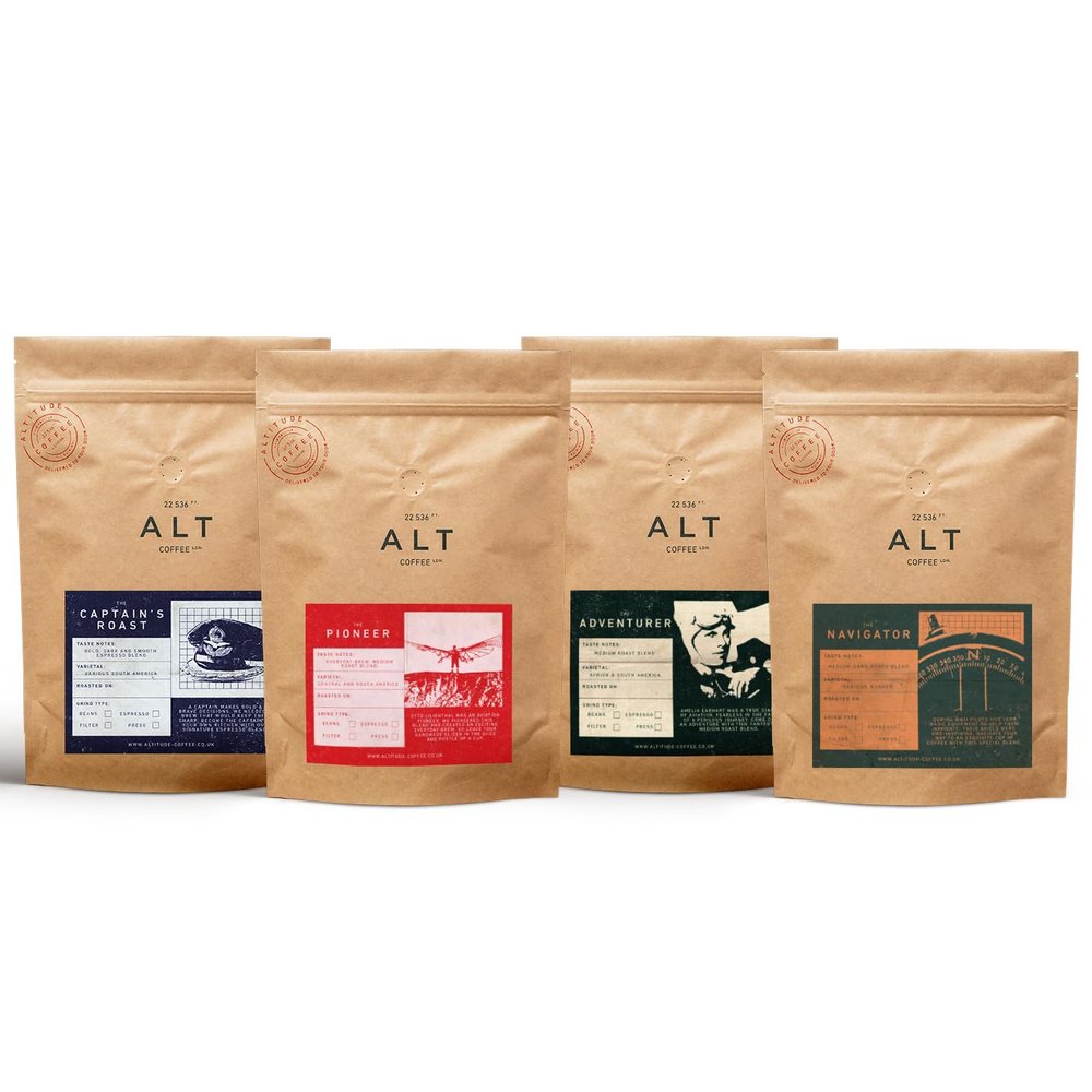 Altitude Coffee London - Award Winning Blends Collection, Medium/Dark Roasts, Whole Beans (4 x 250g)