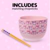 WIAONE Silver Buffalo Sanrio My Melody and Kuromi Pastel Floral Pattern Ceramic Ramen Bowl with Chopsticks, 20 Ounces, Purple/Multi view 3