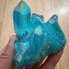 SHERAF 120-140g Sky Blue Aura Crystal Cluster Angel Wand Points Natural Raw Clear Quartz Rough Healing Topaz Seed Prism view 2
