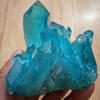 SHERAF 120-140g Sky Blue Aura Crystal Cluster Angel Wand Points Natural Raw Clear Quartz Rough Healing Topaz Seed Prism view 3