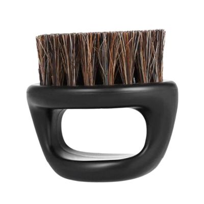 Beavorty Mens Boar Bristle Beard Brush Portable round Shaving Brush with Black Handle for Beard Grooming and Shaping at Home Or Salon