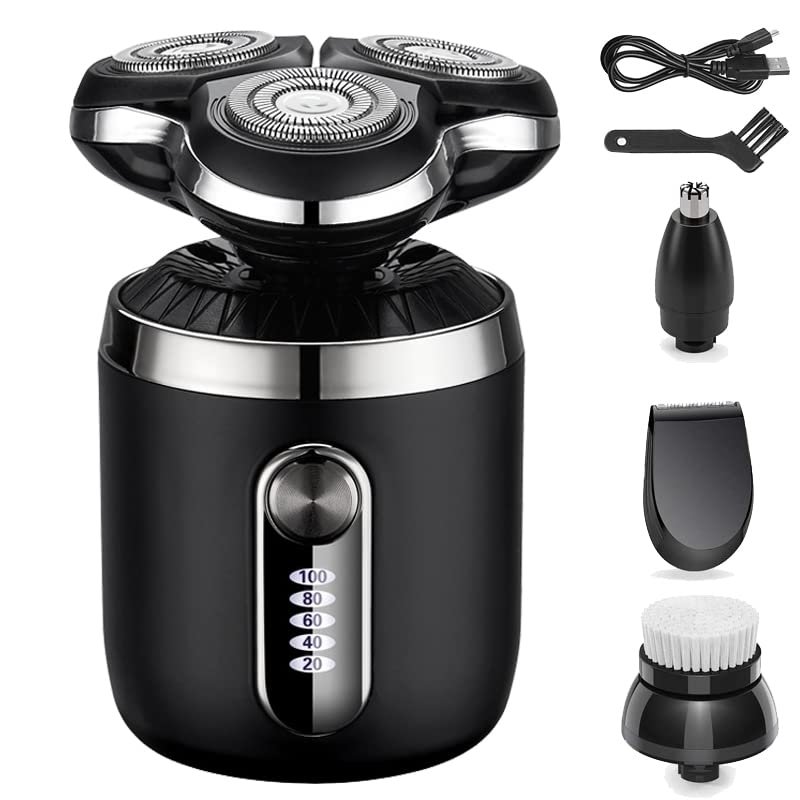 Electric Razor for Men's, Electric Shaver for Men Wet and Dry Waterproof Cordless 3D Rotary Shavers USB Rechargeable Beard Trimmer with LCD Display