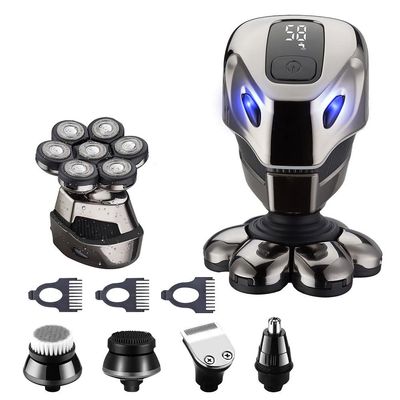 Electric Razor for Men's, Men Electric Razor 6-in-1 Shaver Bald 7 Cutter Head Shaver Multifunctional Razor Alien Shape IPX6 Waterproof Grooming Kit