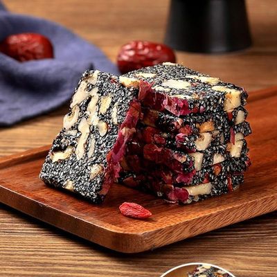 Black sesame walnut red jujube and rose cut cake, ready to eat red jujube nut cake dessert, instant handmade health cake, black sesame candy, Chinese casual snack gift pack (15pcs)