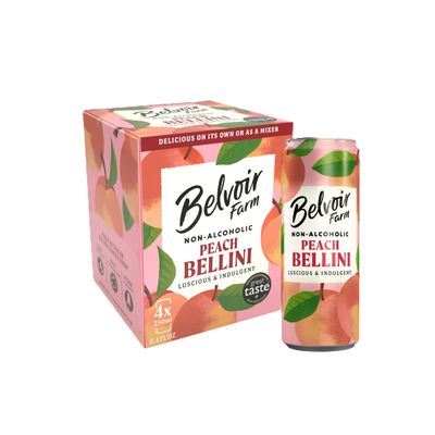 Belvoir Farm - Non-Alcoholic Peach Bellini, Luscious and Indulgent, 100% Natural Peach & Grapes, Crafted with Nature, Gluten Free, Suitable for Vegetarians & Vegans 24x250ml
