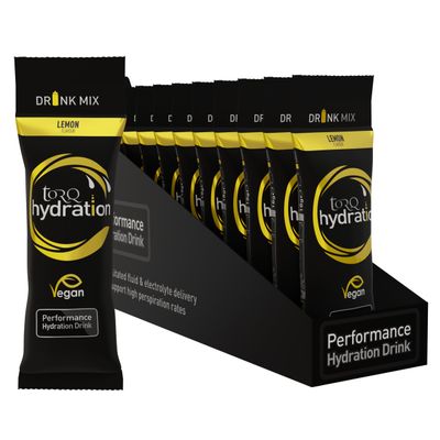 Torq Hydration - Lemon - Rapid Rehydration Electrolytes Powder Hypotonic Profile Running, Cycling, Sports Hydration Drink - Single Serve - Box of 15