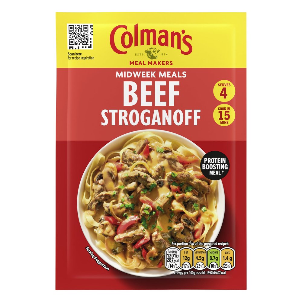 Colman's Midweek Meals Beef Stroganoff Meal Maker quick to prepare sauce mix for a protein-boosting meal 16x 39 g