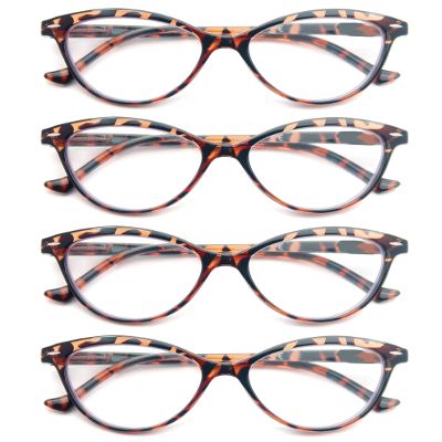 HEEYYOK Reading Glasses Womens Floral/Flower Pattern Cat Eye Ladies Readers Glasses +3.75 Comfortable Colorful Lightweigth Frame