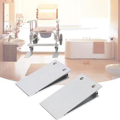 CEEBUS Portable Wheelchair Ramps, Adjustable Height 4-5cm Aluminum Alloy Threshold Ramp, for Bicycles, Steps, Bathroom,StairsThreshold Ramp, A Pair