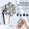 Layhou Electric Bald Shaver for Men 7 Floating Heads Beard Razor Hair Clipper Facial Cleaner Massager Nose Trimmer IPX7 Fully Washable USB Rechargeable LCD Digital Display view 2