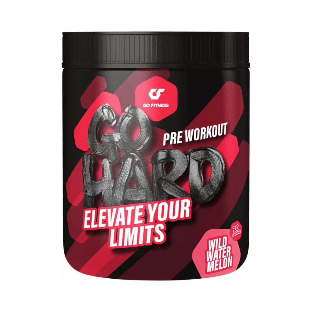 Go Fitness Nutrition Go Hard Wild Watermelon 400 g Intense Pre-Workout, Focus & Energy Support, Refreshing Watermelon Flavour