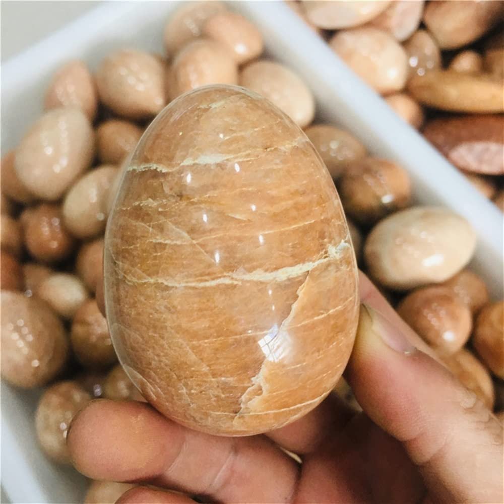 AOHRO Natural crystal rough Natural Magic Natural Peach Moonstone Sphere Quartz Crystal Stone Eggs Reiki Decoration Gift