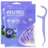 200 Pcs Dental Floss, Floss Sticks Dental 2 in 1 Toothpick Disposable Floss Picks for Interdental Cleaning (Purple) view 1