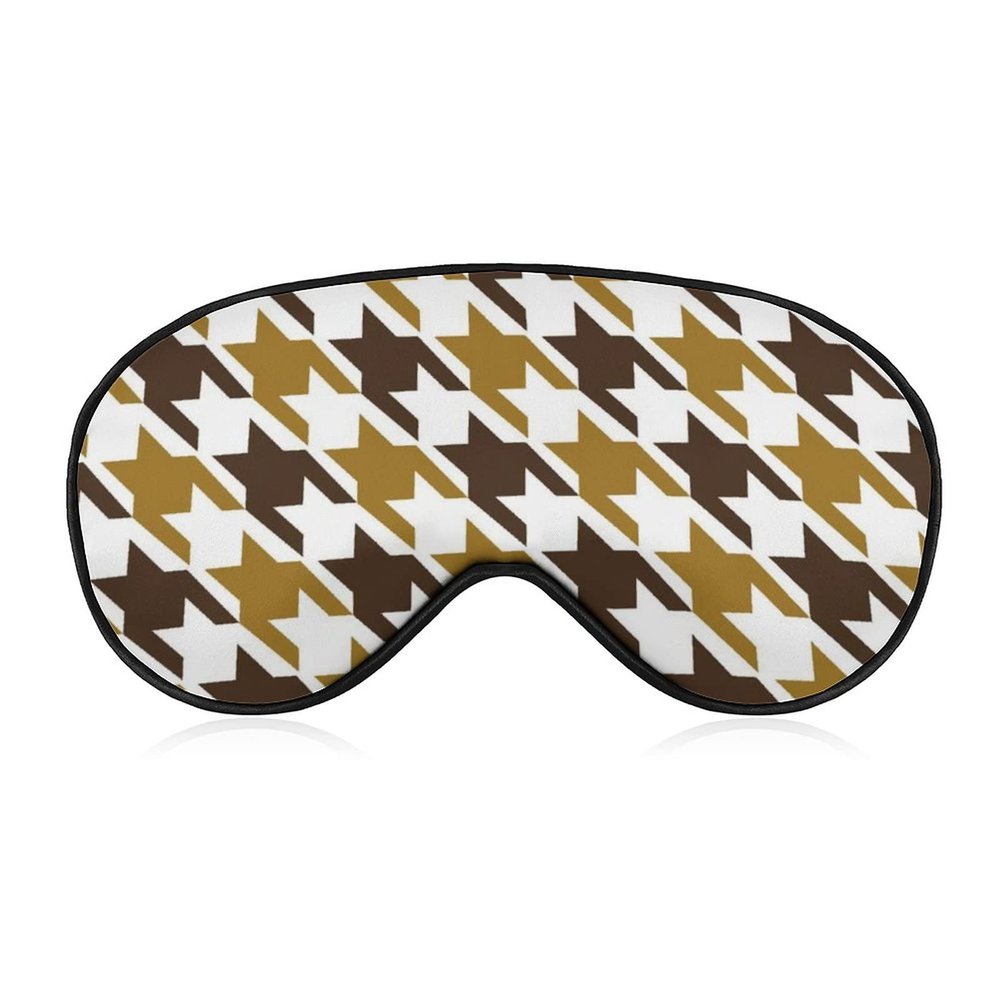Eye Mask Comfort and Lightweight Sleep Mask with Adjustable Strap for Naps Plane Blindfold Game, Lunch Break Traveling Sleeping Eye Mask Black Brown Stripes Classic Houndstooth Print Cover