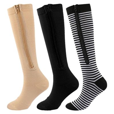 3Pcs Compression Socks for Men and Women, Flight Socks Compression Stockings Knee High Socks for Running, Sport, Medical, Athletic, Airplane Travel, Pregnant Woman