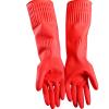 Wzxhew # 2 Pairs Reusable Household Gloves Rubber Dishwashing Gloves Extra Thick Long Sleeves Kitchen Cleaning Working Painting Gardening Pet Care (Red, L) view 1