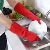Wzxhew # 2 Pairs Reusable Household Gloves Rubber Dishwashing Gloves Extra Thick Long Sleeves Kitchen Cleaning Working Painting Gardening Pet Care (Red, L) view 3