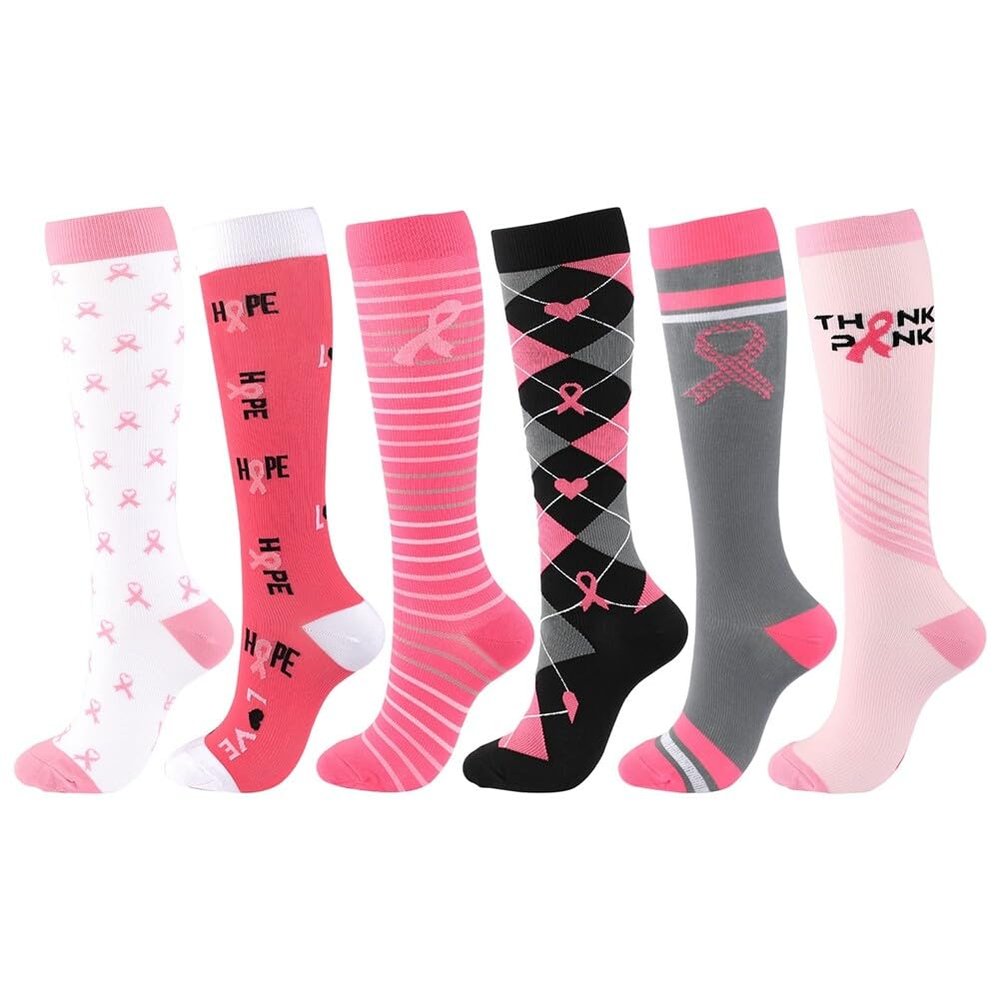 6Pcs Compression Socks for Men and Women, Flight Socks Compression Stockings Knee High Socks for Running, Sport, Medical, Athletic, Airplane Travel, Pregnant Woman
